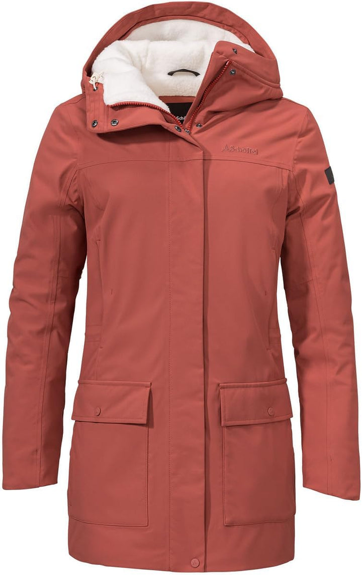 Schöffel Damen Ins. Parka Rotterdam L, wind- und wasserdichter Damen Parka mit verstellbarer Taille,