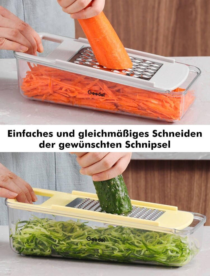 Geedel 4 in 1 Multifunktion Mandoline Gemüsehobel, Zwiebelschneider Gemüseschneider Manuell Käsereib