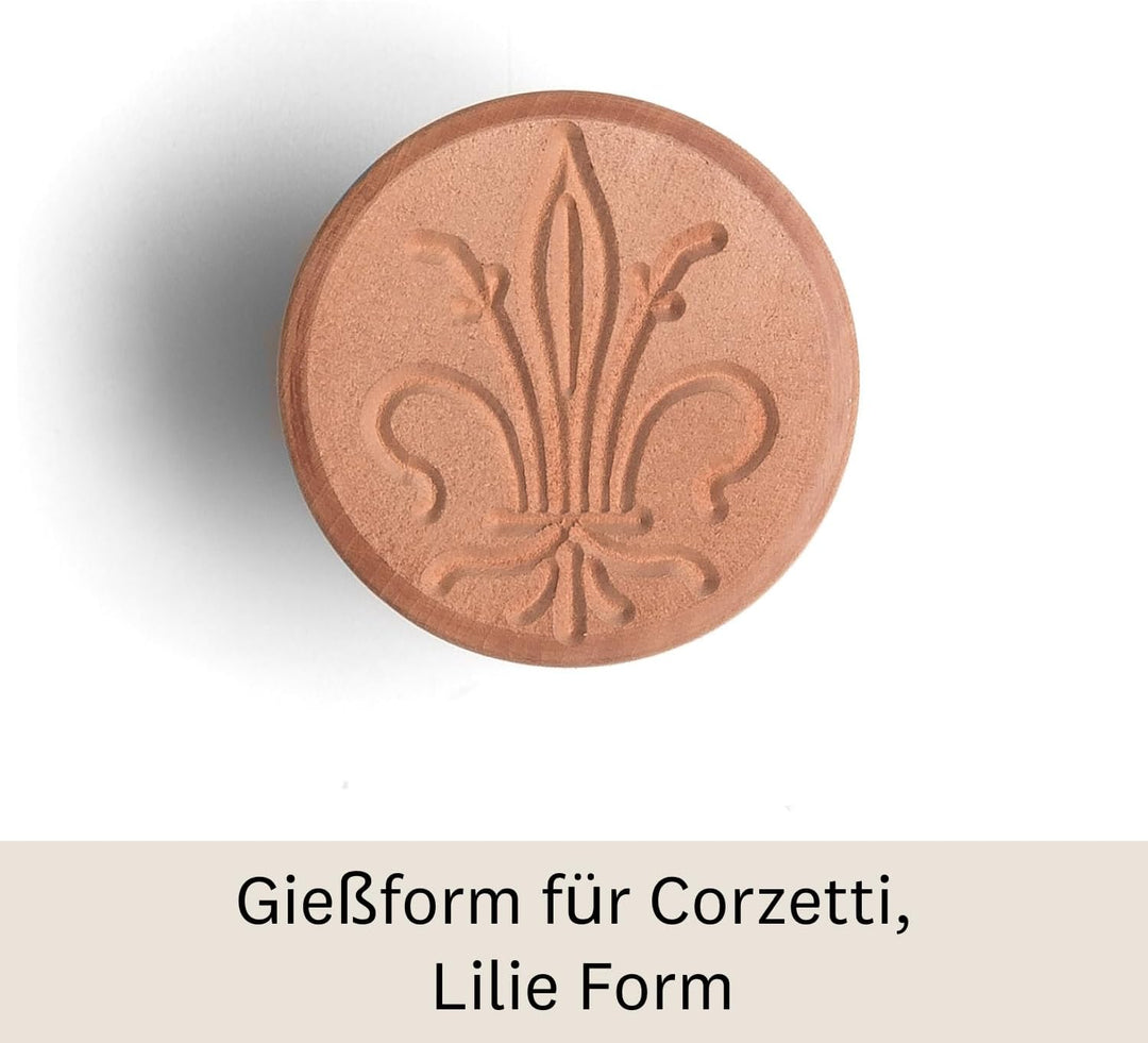 Marcato Corzetti-Stempel, Frische Pasta-Stempel, Lilienform, Massivholz, Hergestellt in Italien, Lil