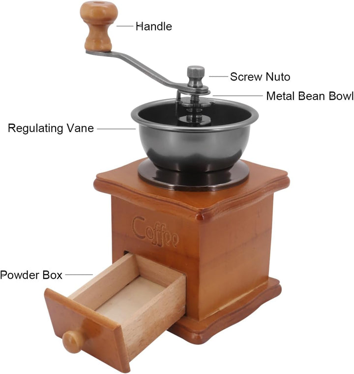 Manuelle Kaffeemühle, Holz Retro Antik Keramik Handkurbel Kaffeemühle, Retro-Handkaffeemühlen, Einst