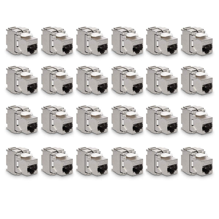 kwmobile 24x Keystone Modul für CAT 6A Kabel - 10 Gbit/s geschirmt Metall Gehäuse Schnappverschluss
