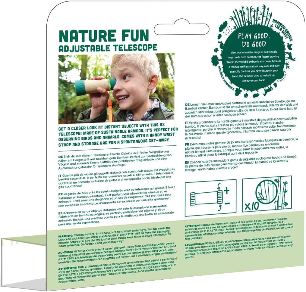 Hape Nature Fun verstellbares Teleskop zum Entdecken aus Bambus und pflanzlichem Kunststoff, ab 3 Ja