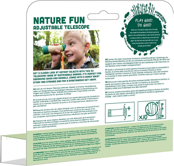 Hape Nature Fun verstellbares Teleskop zum Entdecken aus Bambus und pflanzlichem Kunststoff, ab 3 Ja