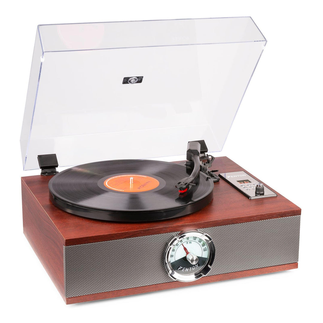 Fenton RP180 Retro Plattenspieler mit Bluetooth, CD-Player, Radio, Plattenspieler mit Lautsprecher,