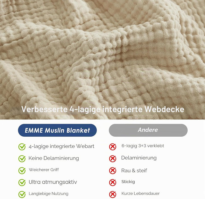 EMME Baumwolle Decke, Vorge-waschene Kuscheldecke, Weiche und Atmungsaktive Tagesdecke, Universale S