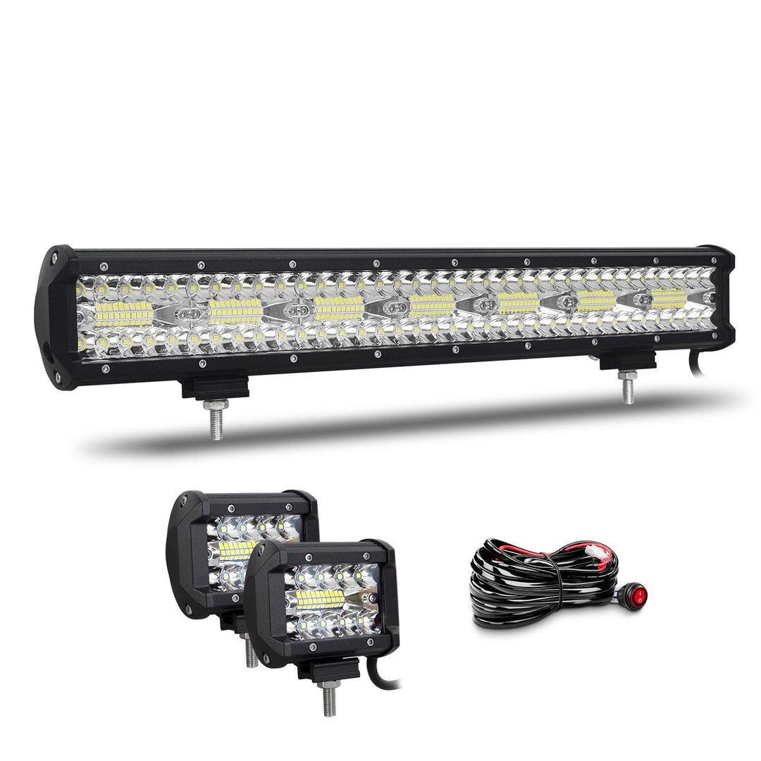 Willpower 20 Zoll 51CM 420W Led Arbeitsscheinwerfer Bar + 4 Zoll 10CM 60W Led Scheinwerfer + Kabelba