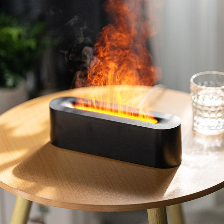 Raumluftbefeuchter, 7-Farben-Flammen-Desktop-Luftbefeuchter Mit 3-Gang-Timing Und Automatischer Absc