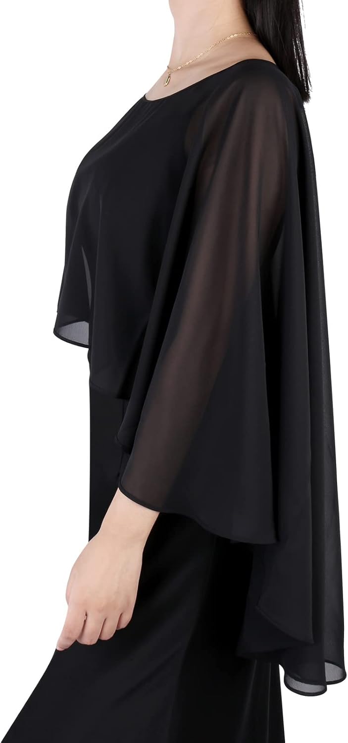 Ladiery Sheer Chiffon Capes Weiche Capelets für Frauen, leichte Tücher und Wraps für Abendpartykleid