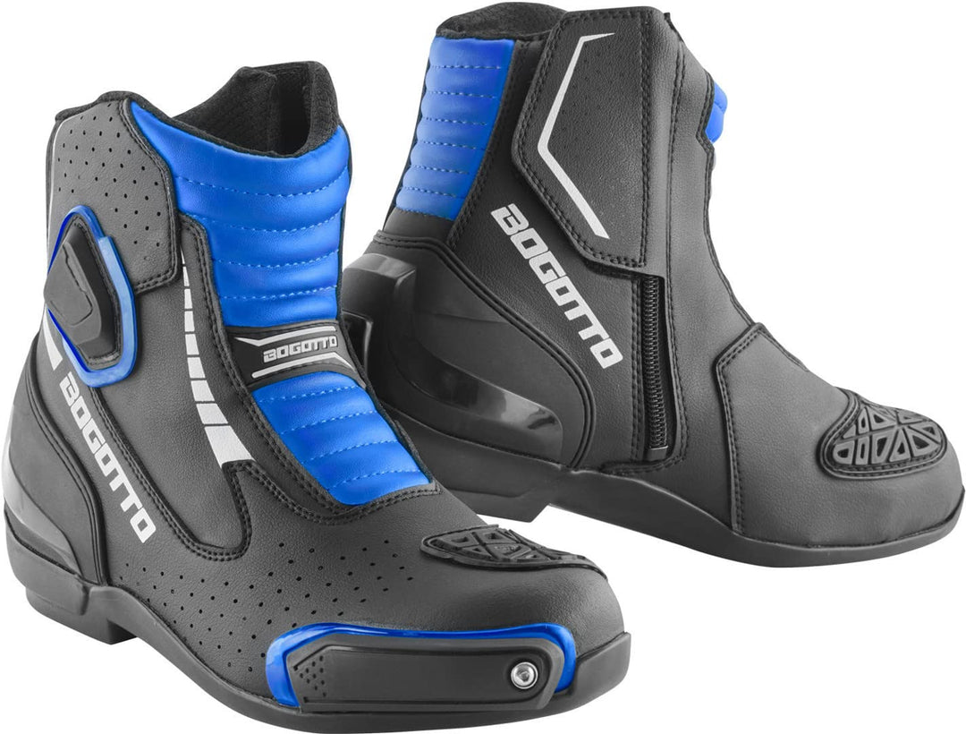 Bogotto Cartagena perforierte Motorrad Stiefel, schwarz/blau, 38 38 EU Schwarz Blau, 38 EU Schwarz B