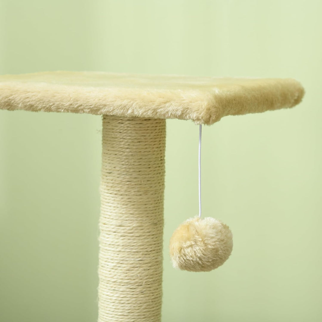 PawHut Kratzbaum 72 cm Katzenturm mit Plüschballen, Sisalstämme, Plattform, Kratzbrett mehrstöckiger