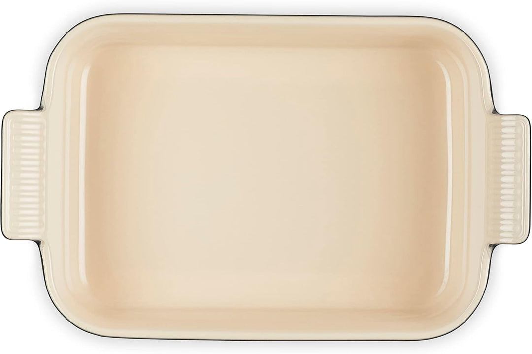 Le Creuset Rechteckige Auflaufform Tradition aus Steinzeug, 26 cm, 2.4 Liter, Schwarz glänzend, 7110