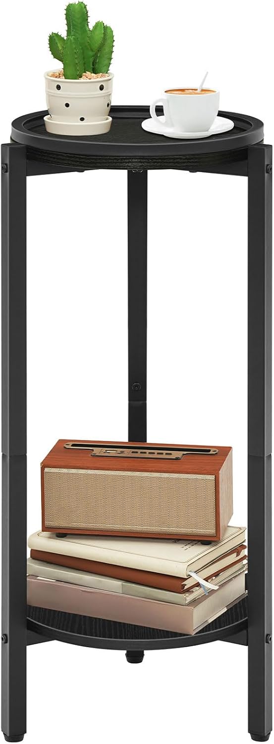 HOOBRO Beistelltisch, Kleiner Tisch, 2-stufiger runder Couchtisch, Sofatisch, Getränketisch, für kle