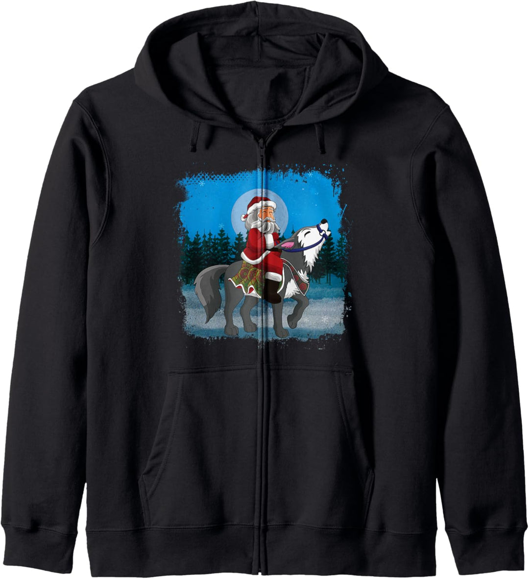 Merry Wolfmas Santa Riding Wolf Christmas Pajama Shirt Gift Kapuzenjacke