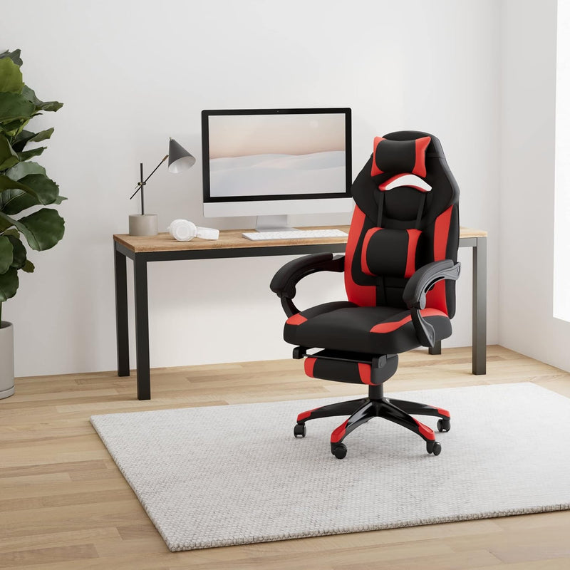 SONGMICS Ergonomischer Gamer-Sessel, Gaming-Stuhl, Bürostuhl, mit Teleskop-Fussstütze, verstellbare