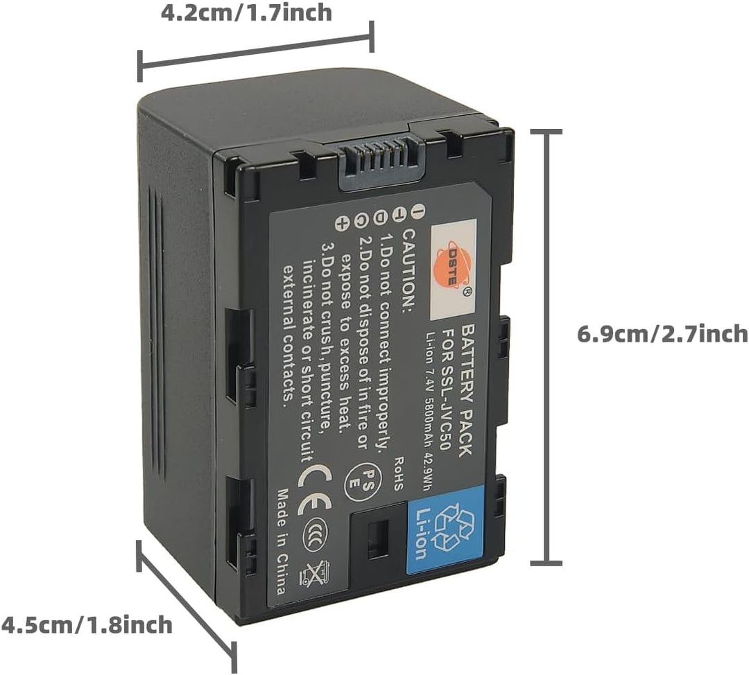 DSTE Ersatz-Akku für SLR-Kameras JVC SSL-JVC50, HM600, HM650, GY-LS300