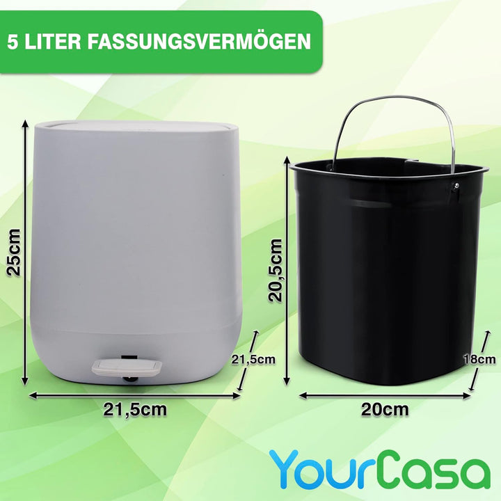 YourCasa Mülleimer Bad [5L] - Elegantes Design - Badeimer - Kosmetikeimer Badezimmer Klein - Badmüll