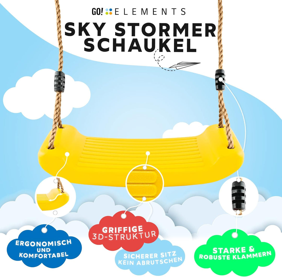 GO!elements Schaukel Garten - Kinderschaukel Outdoor Indoor - Schaukelsitz Schaukelbrett Brettschauk