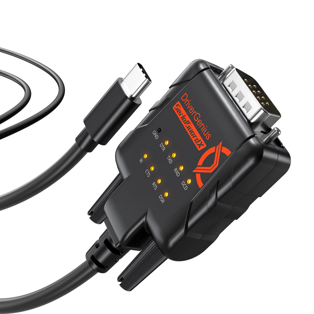 DriverGenius SerialGuardX Series | USB-C zu FTDI RS232 Seriell Adapter, 9 Datenüberwachungs-LEDs, ES