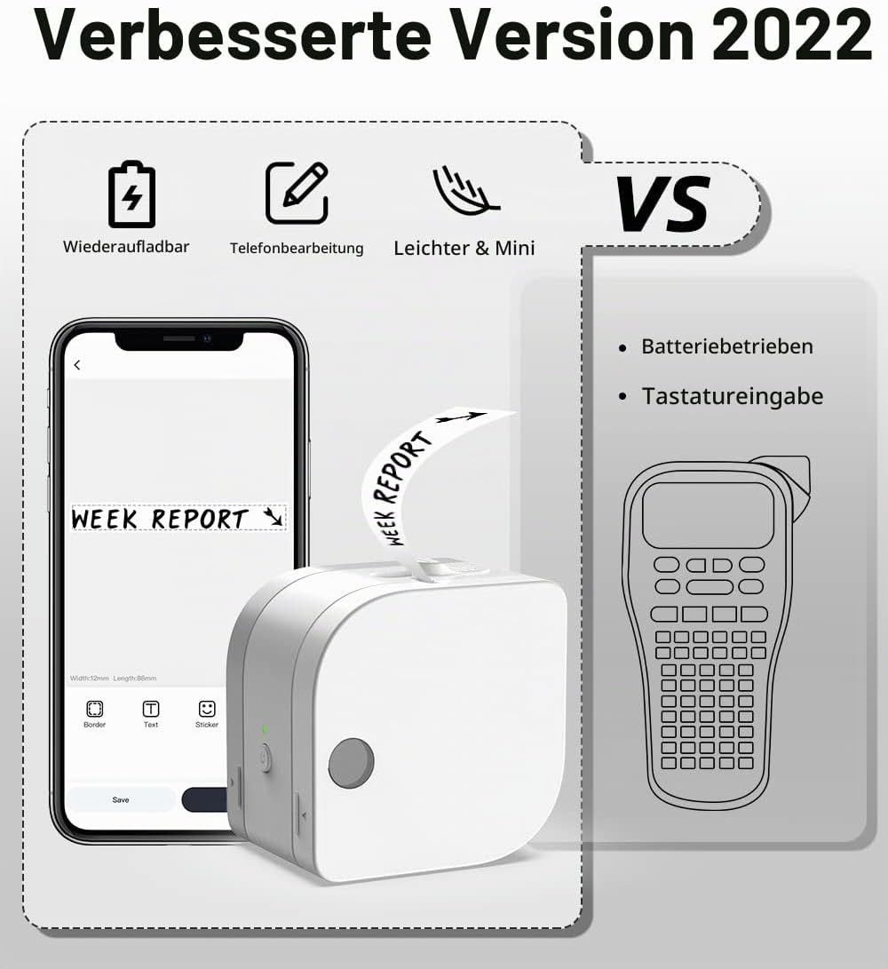 Phomemo P12 Pro Beschriftungsgerät Handgerät | Mini Bluetooth Etikettiergerät mit Etikettenband | US