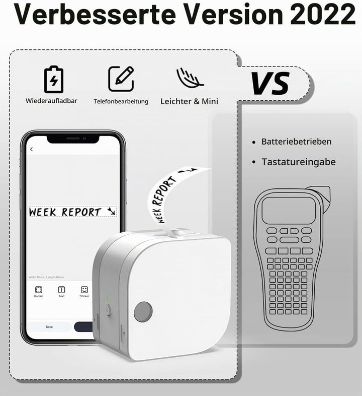 Phomemo P12 Pro Beschriftungsgerät Handgerät | Mini Bluetooth Etikettiergerät mit Etikettenband | US