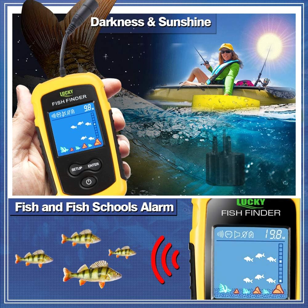 LUCKY Kajak Tragbares Fisch Tiefenmesser Wasser Handlich Fisch Finder Sonar Giessbar Kajak Boote Fis