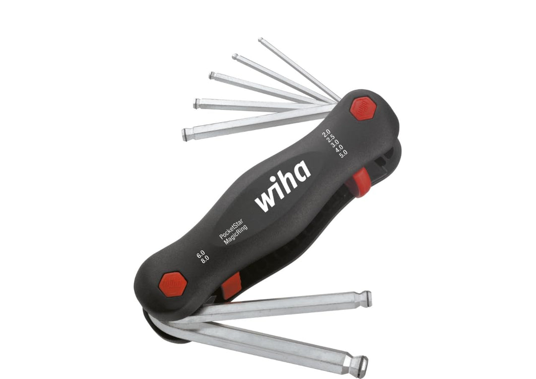 Wiha Multitool PocketStar® Sechskant-Kugelkopf MagicRing 7-tlg., per Tastendruck schneller Zugriff,