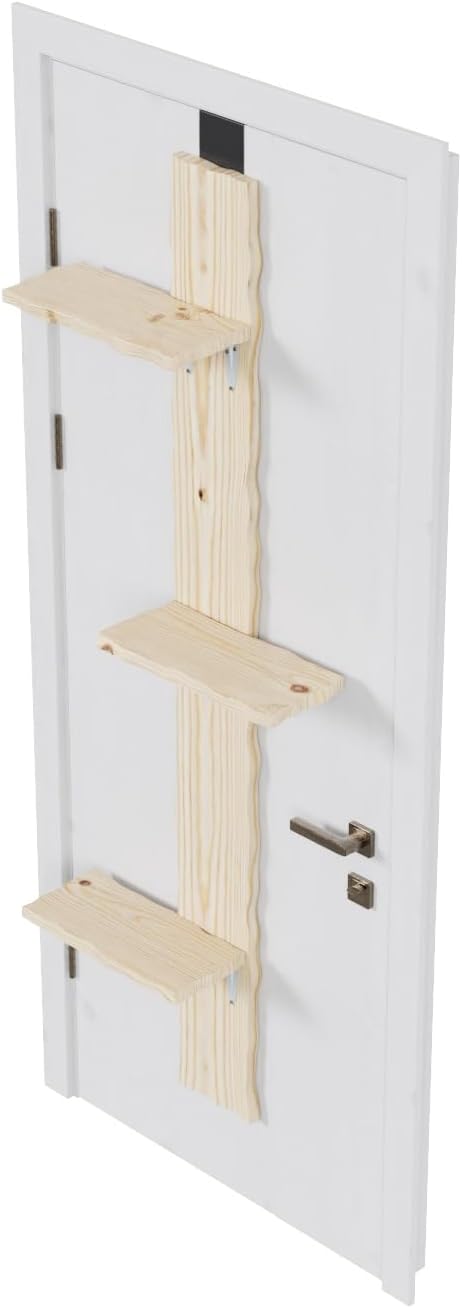 QLS Katzenleiter aus Kiefernholz Katzentreppe Türmontage 3 Stufen 180 cm DEKO