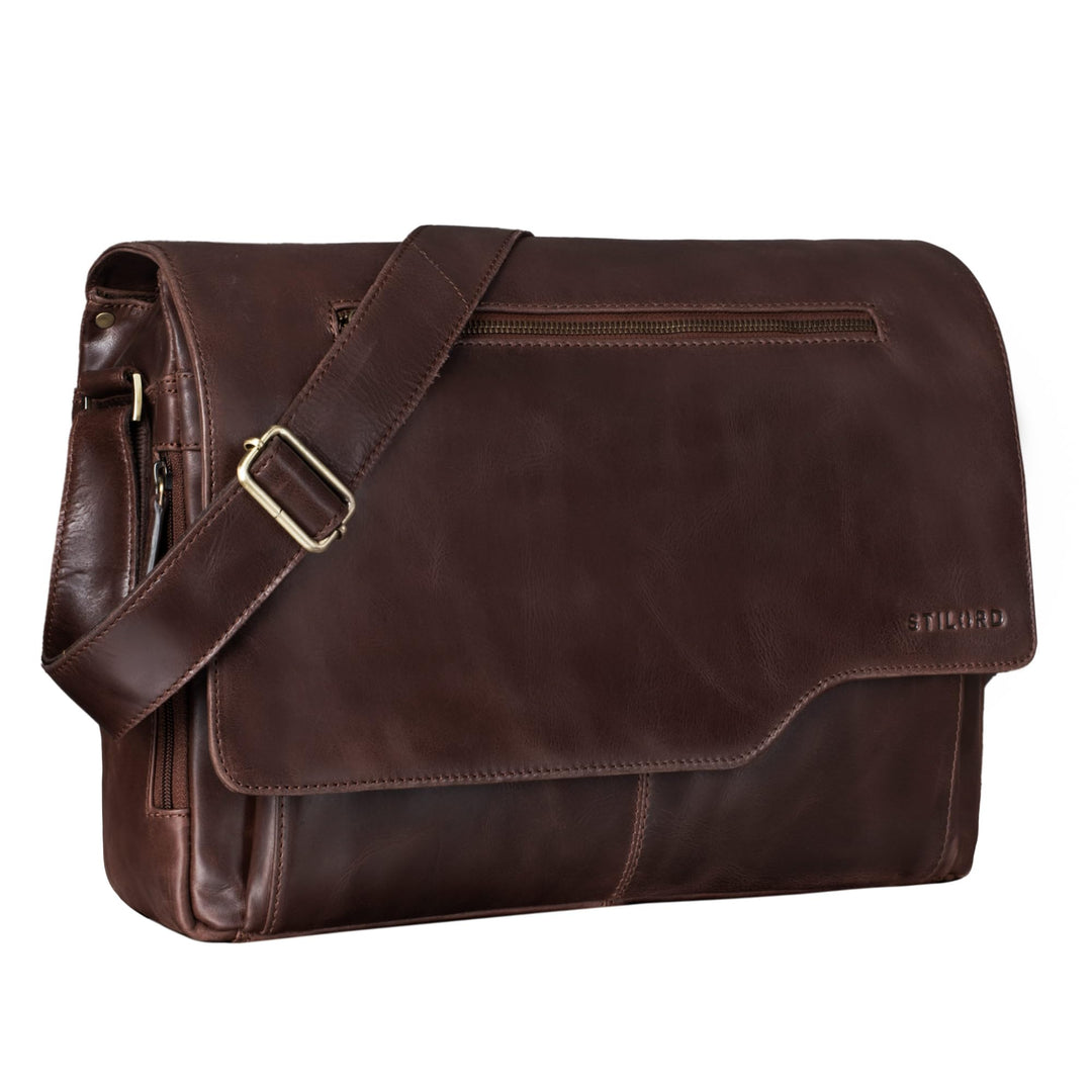 STILORD 'Marvin' Ledertasche Umhängetasche Modernes Vintage Design 15.6 Zoll Laptoptasche grosse Uni