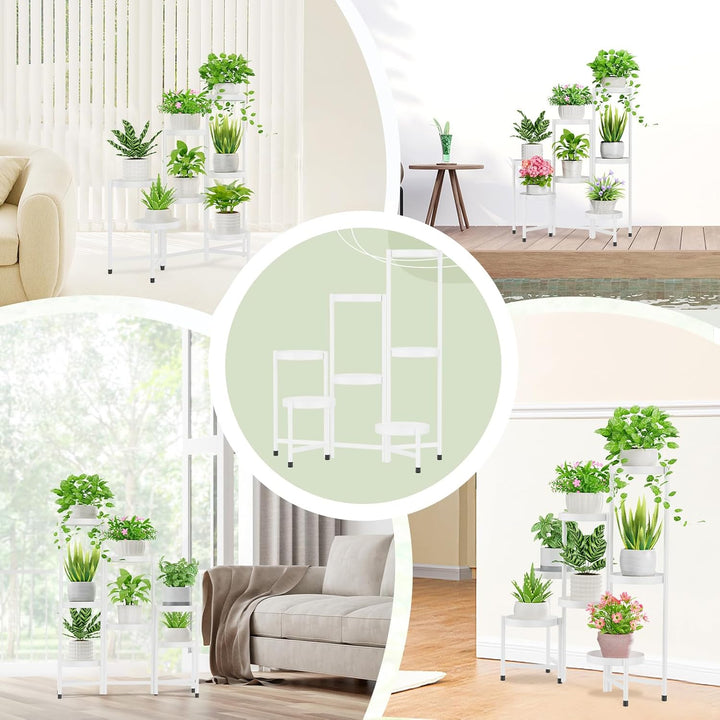 iDavosic.ly 7 Etagen Metall Pflanzenständer Blumentopfständer, Mehrstöckig Pflanzenregal Blumenregal