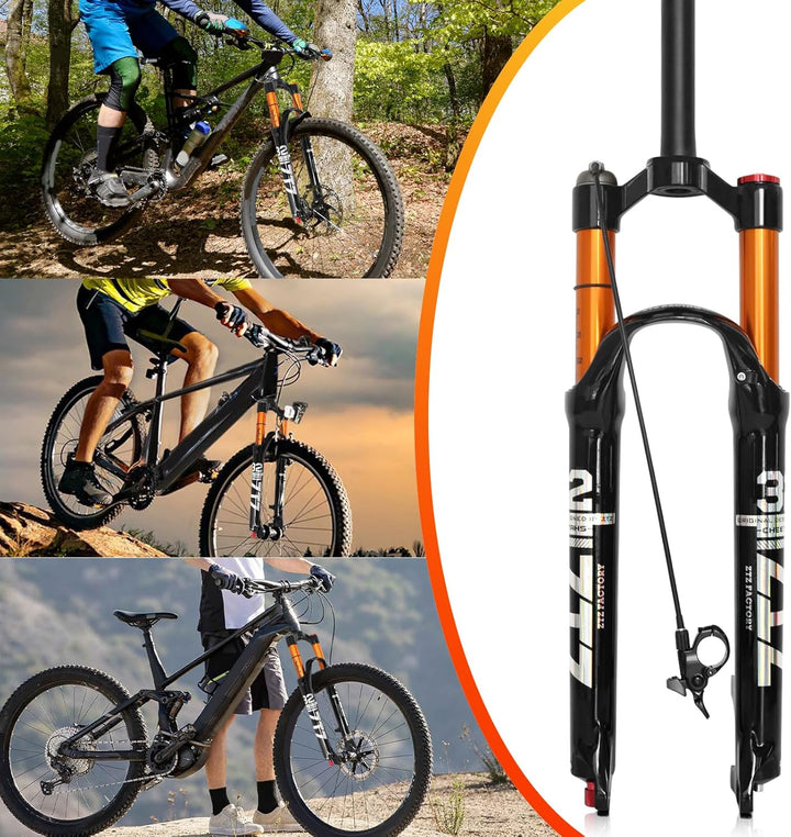 ZTZ Magnesiumlegierung Mountain Front Gabel Luftdruck Stossdämpfer Gabel Fahrrad Zubehör Romote Lock
