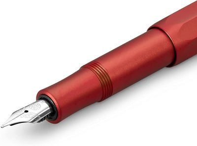 Kaweco Füllfederhalter AL Sport, Farbe Deep Red/Rot, Stahlfeder mit Federstärke Extra-Breit (BB), Lä