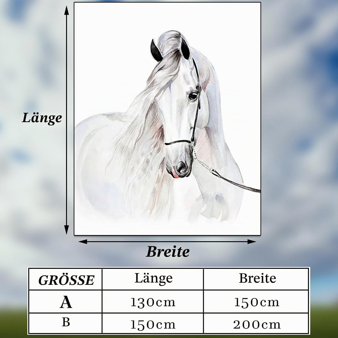 Pferd Kuscheldecke Flanell Decke Fleecedecke Flauschig Weich und Warme,3D Pferd Wohndecke Sofadecke