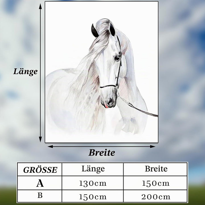 Pferd Kuscheldecke Flanell Decke Fleecedecke Flauschig Weich und Warme,3D Pferd Wohndecke Sofadecke