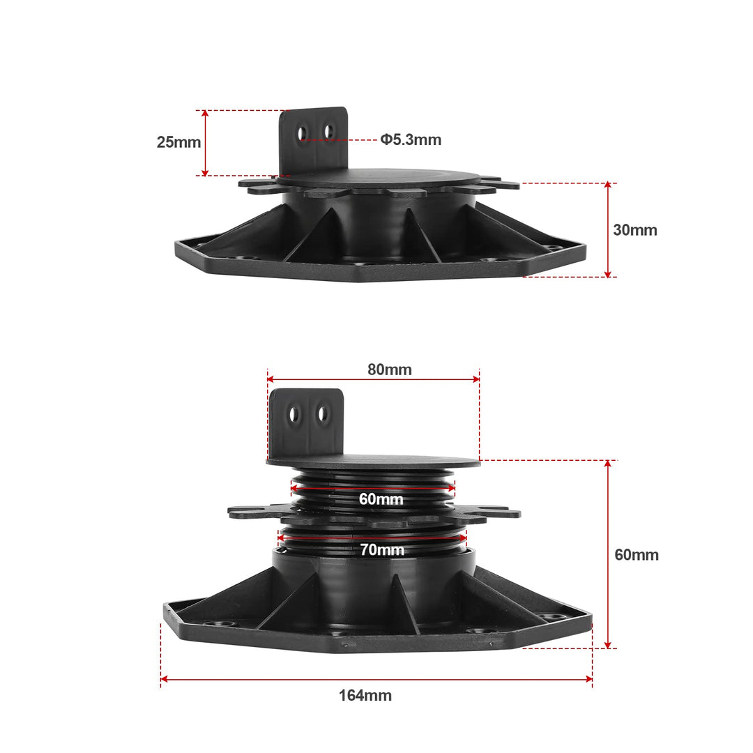 Daromigo Stelzlager Terrassenlager, 40 Stück Höhenverstellbar 30-60mm Stellfüsse Terrassenlager, Pla