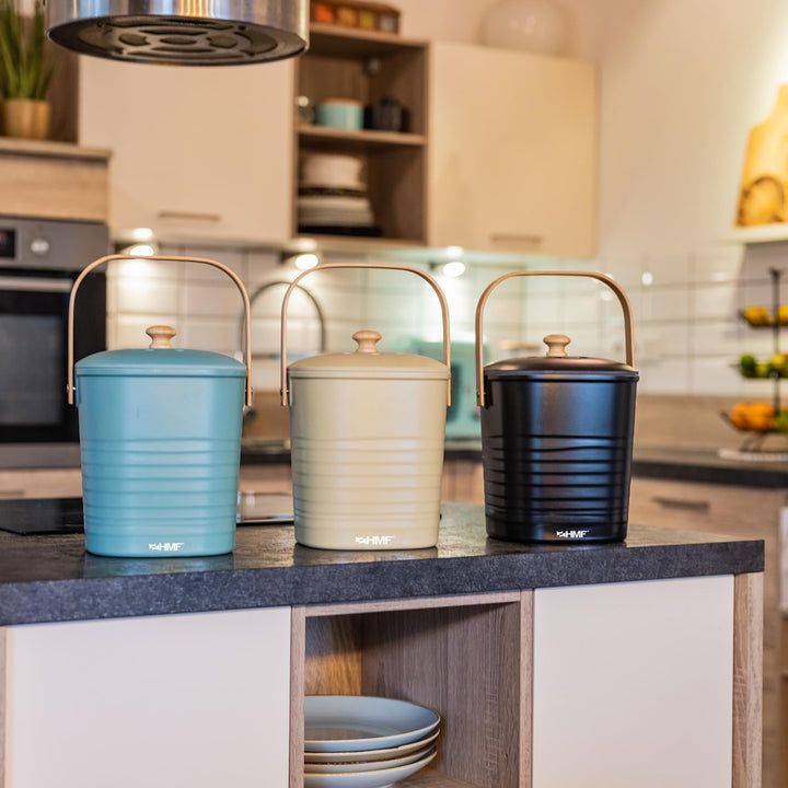 HMF Nachhaltiger Biomülleimer Küche, Geruchsdichter Komposteimer mit Deckel | 6 Liter | Grün Grün 6