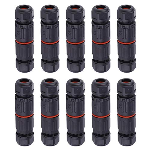 10 Stück Wasserdichte Kabelverbinder, 0.5mm²~2.0mm² IP68 3 polig Stecker Wasserdicht Anschluss Ausse