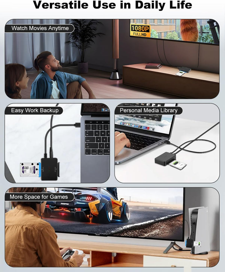 APKLVSR USB 3.0 auf SATA III/II Adapterkabel mit zwei Anschlüssen für 2,5" & 3,5" HDD/SSD, externer
