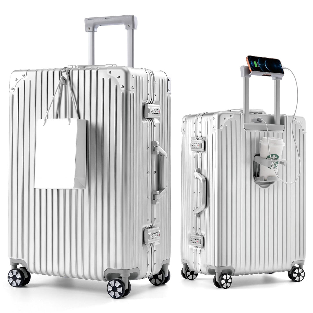 Blex Reisekoffer XXL Riesig Alurahmen PC Hartschale 105L Silber Silber XXL, Silber XXL