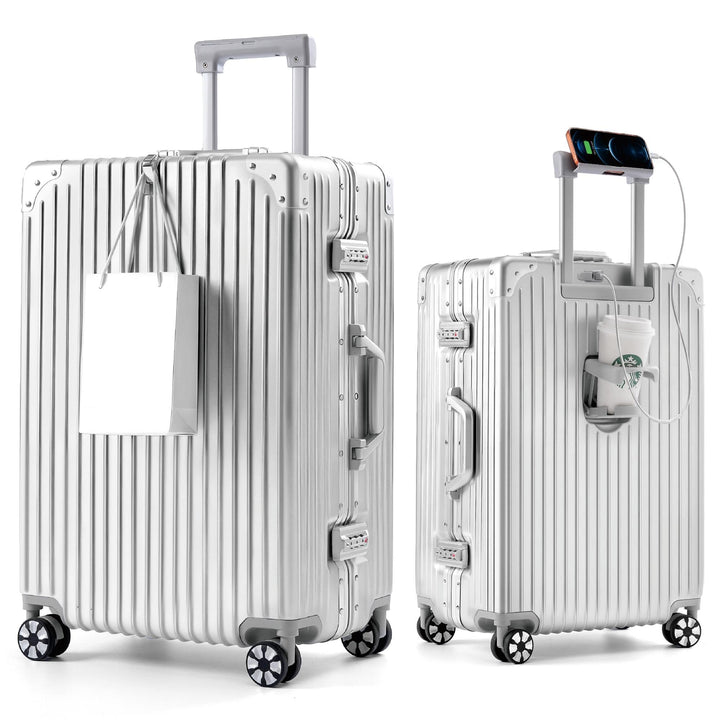Blex Reisekoffer XXL Riesig Alurahmen PC Hartschale 105L Silber Silber XXL, Silber XXL