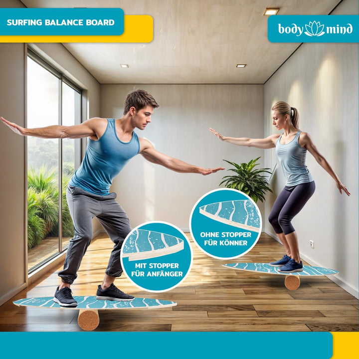 Balance-Board Surfbrett Surf Balance Wackelbrett für Physiotherapie Surf-Training; Trainiert Gleichg