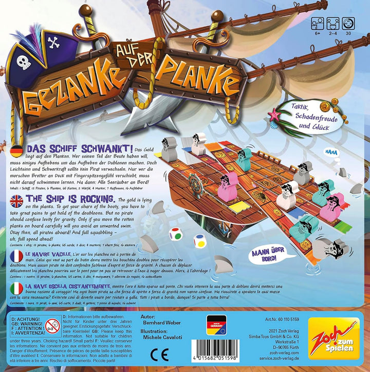 Zoch 601105159 Gezanke auf der Planke – das spannende Piratenspiel, 2 bis 4 Spieler, ideales Familie