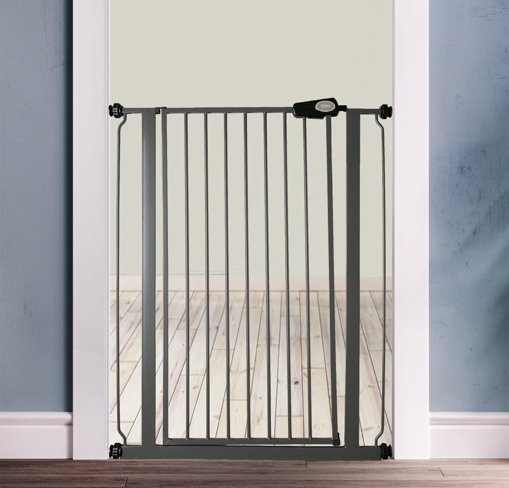 Bettacare Sicherheitsgitter für Kinder und Hunde, Schmal, 68.5cm - 75cm, Schiefergrau, Extra hohes B