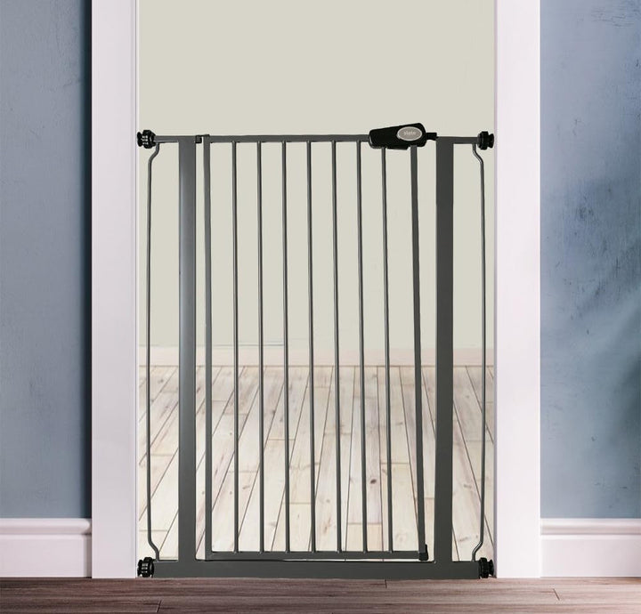 Bettacare Sicherheitsgitter für Kinder und Hunde, Schmal, 68.5cm - 75cm, Schiefergrau, Extra hohes B
