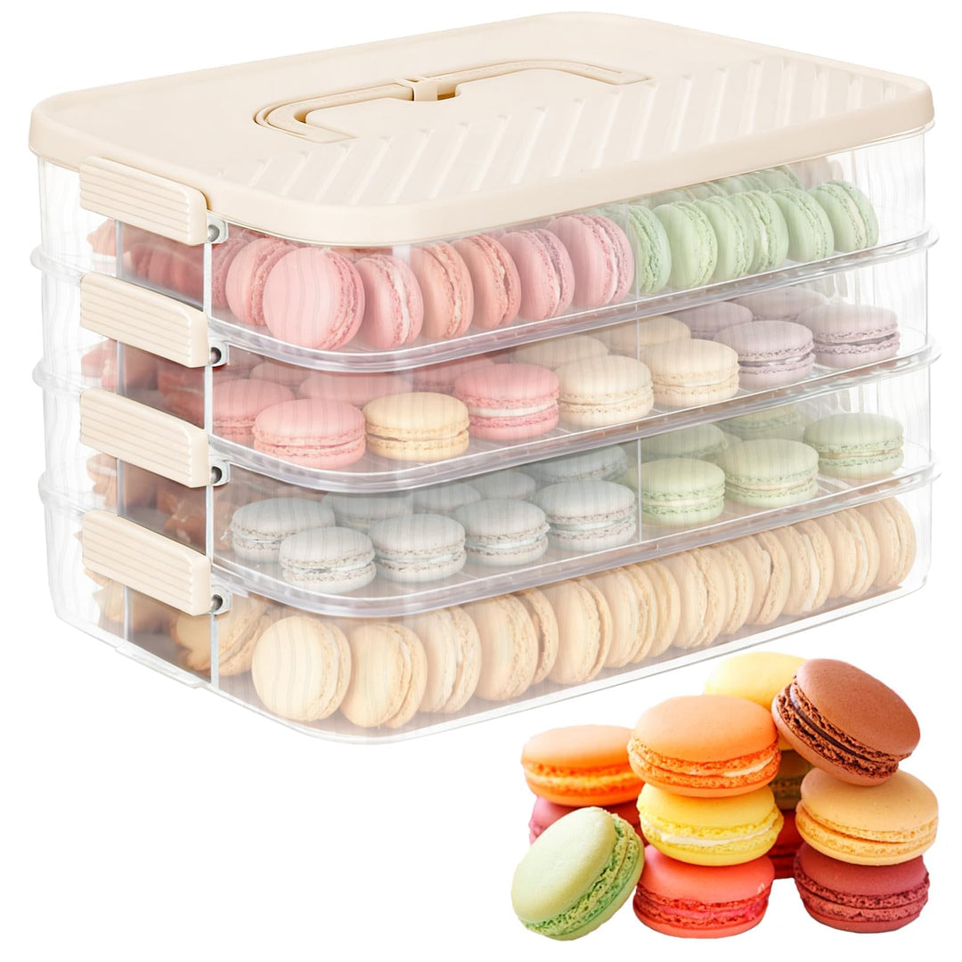 4-Lagige Stapelbare Keksdosen mit Deckel, 14x20.5x30.5CM Luftdichte Aufbewahrungsbox für Kekse, Dess