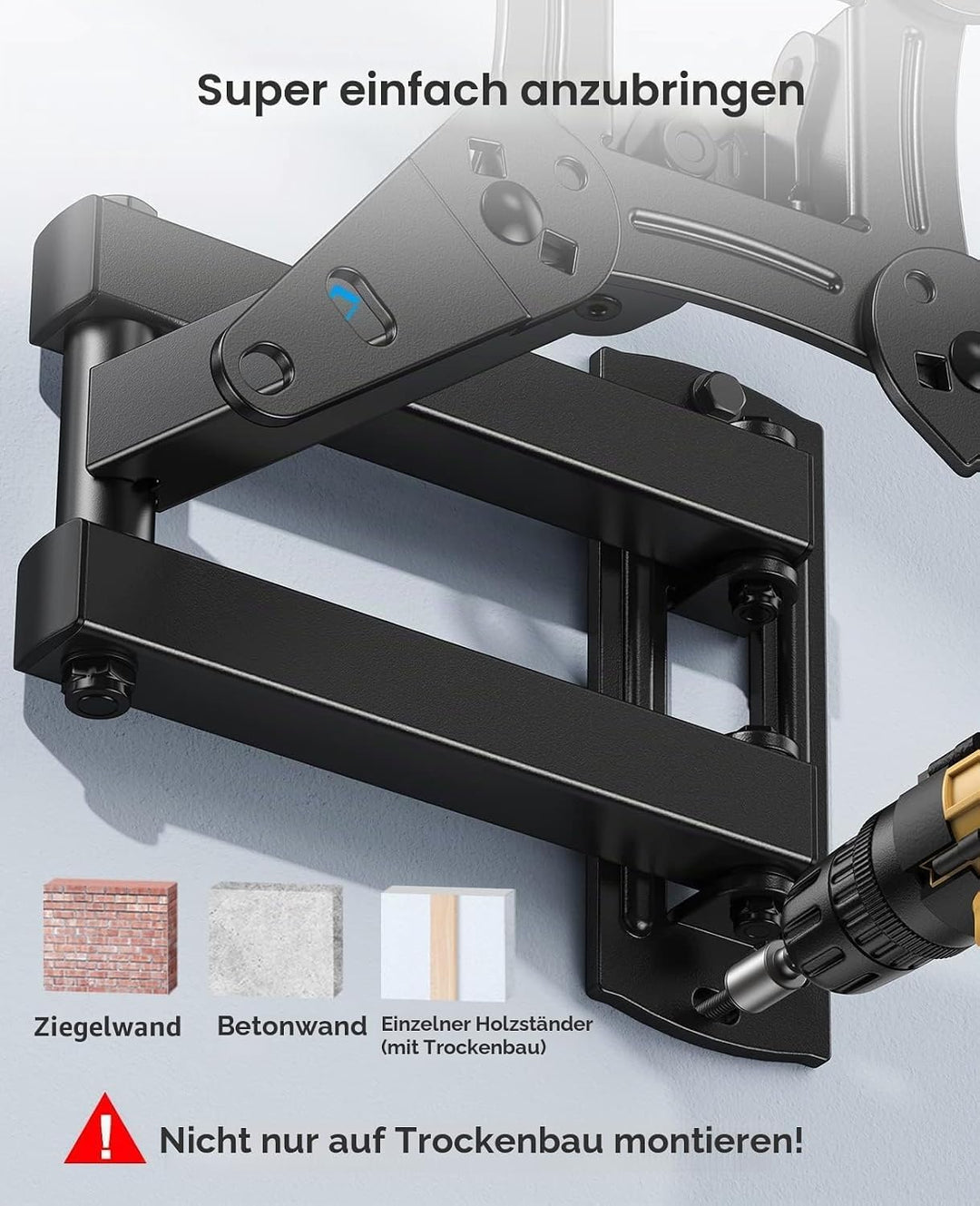 PERLESMITH TV Wandhalterung, Schwenkbare Neigbare TV Halterung für 13-43 Zoll Flach &amp; Curved Fernseh