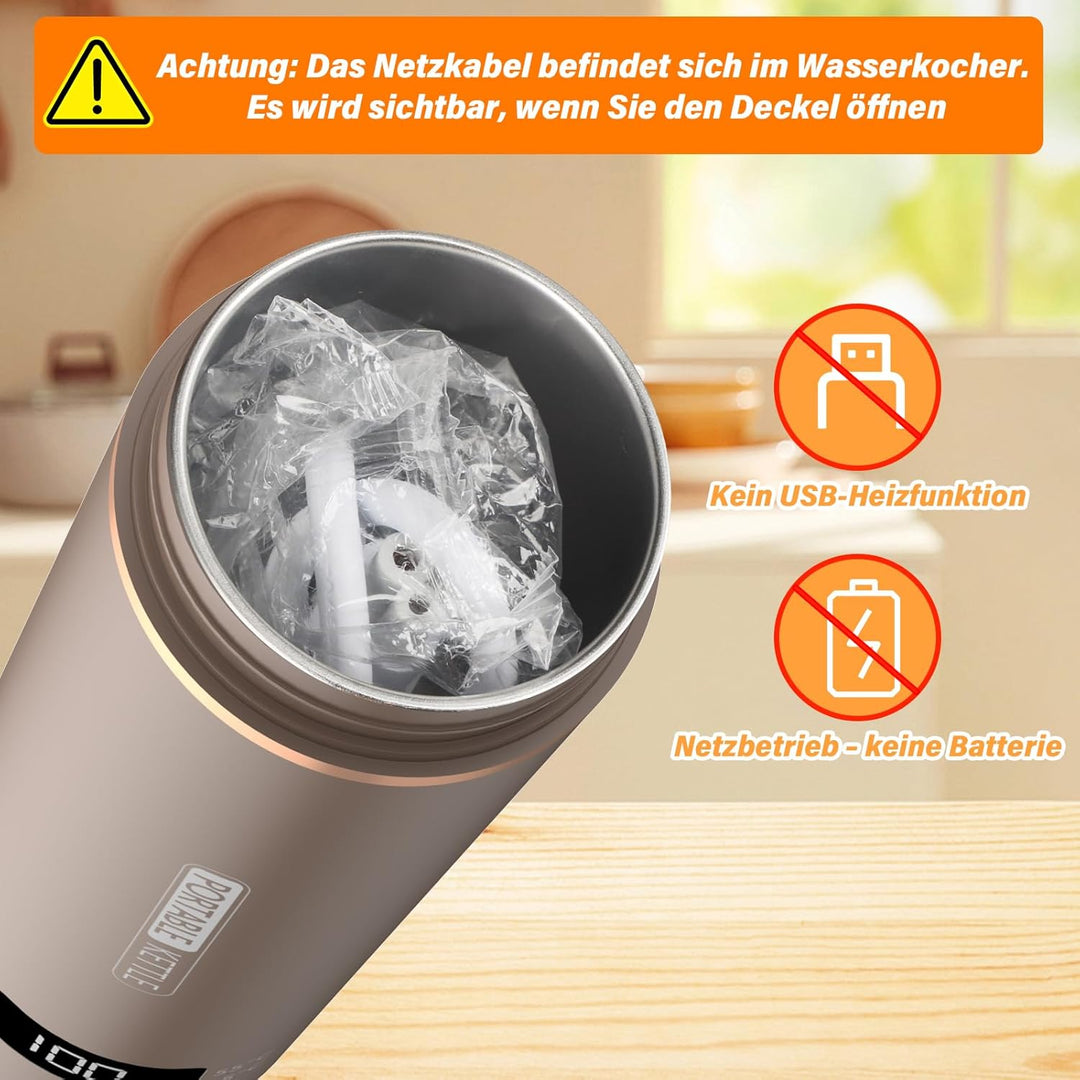 Elektrischer Reisewasserkocher Klein 500ML, Kleiner Wasserkocher Reise Schnelles Kochwasser Mini -Wa