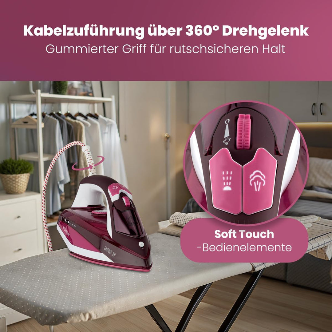 Bomann® Dampfbügeleisen | Dampfbügelautomat | 7 Funktionen | 4-stufige Dampfregelung | Keramiksohle