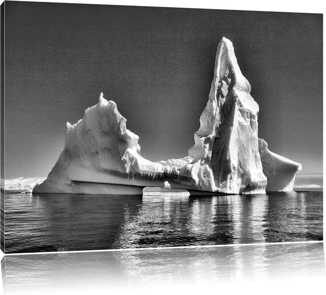 Pixxprint Riesiger kunstvoller Eisberg / 100x70cm Leinwandbild bespannt auf Holzrahmen/Wandbild Kuns