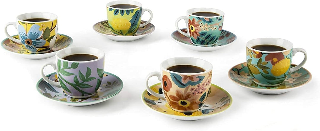 Excelsa mit 6 Espressotassen mit Untertasse Blumen, 64919