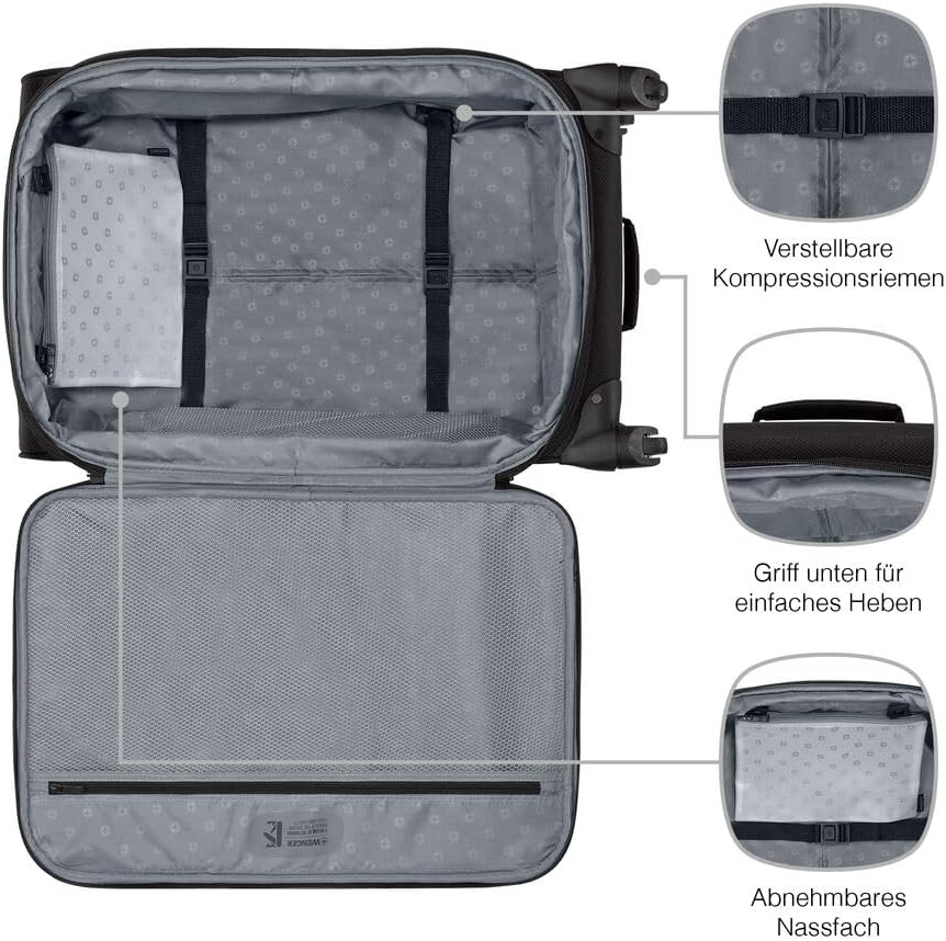 WENGER Sion Medium Weichschalenkoffer mit 4 Rollen, Trolley, Mittelgross, 72 (82) l, Erweiterbar, Da